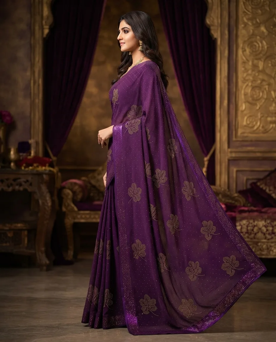 Chiffon Stud Work Saree