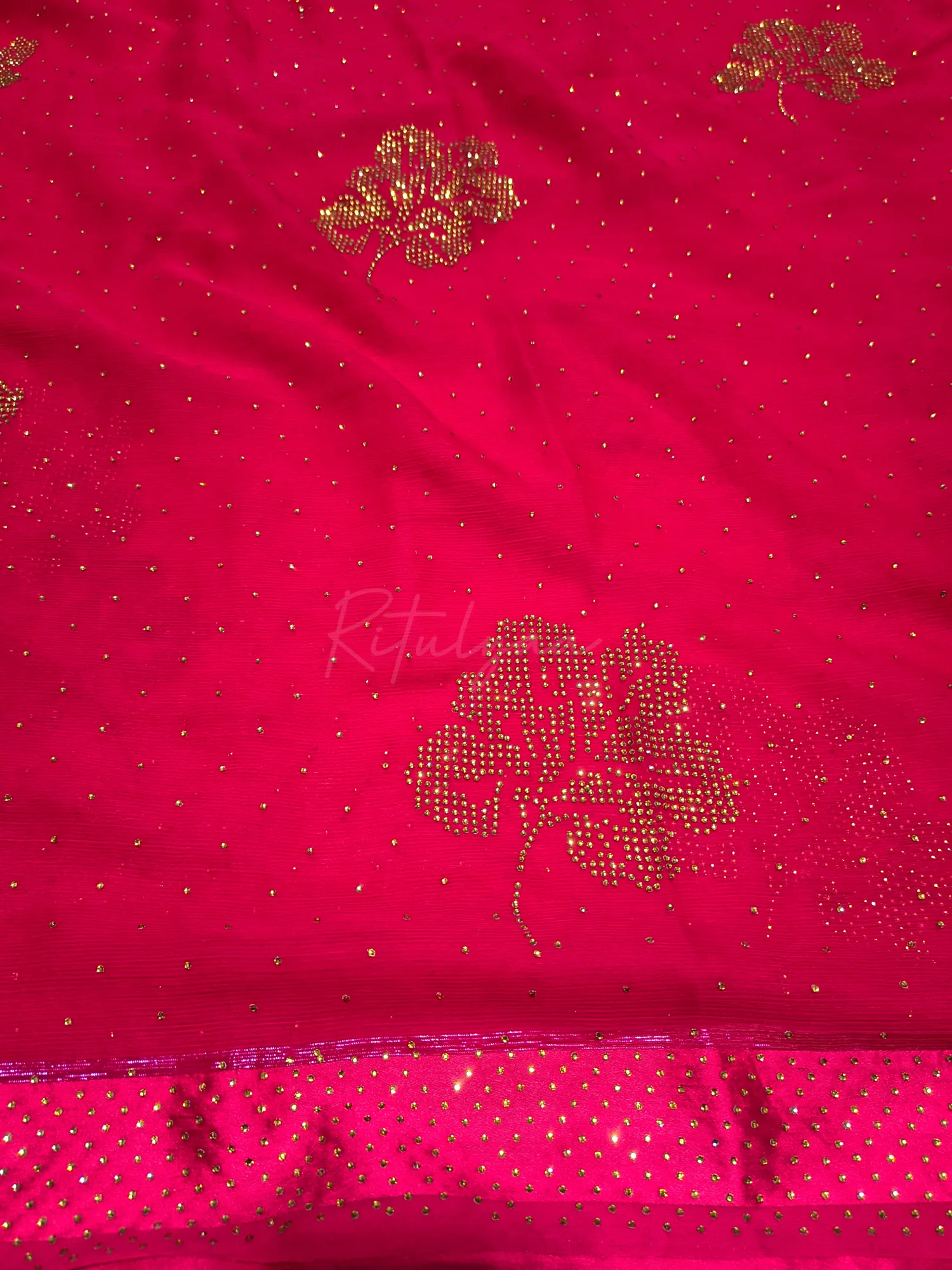 Allover Stud Work Chiffon Saree view 3