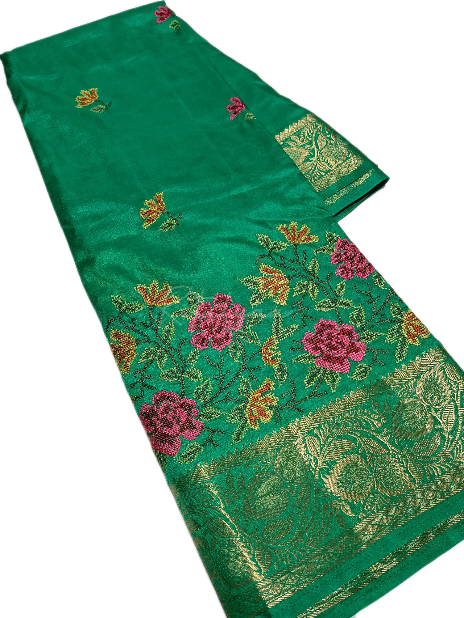 Silk Blend Allover Embroidery Saree view 2