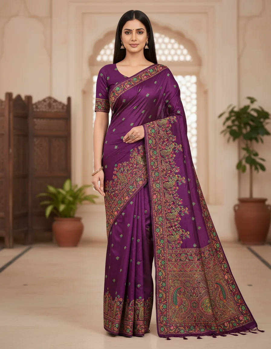 Resham Meenakari Work Saree