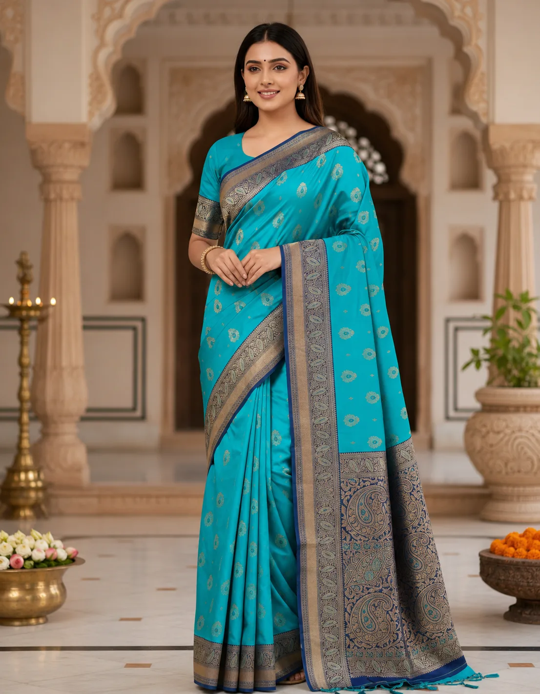 Allover Zari Boota Banarasi Saree
