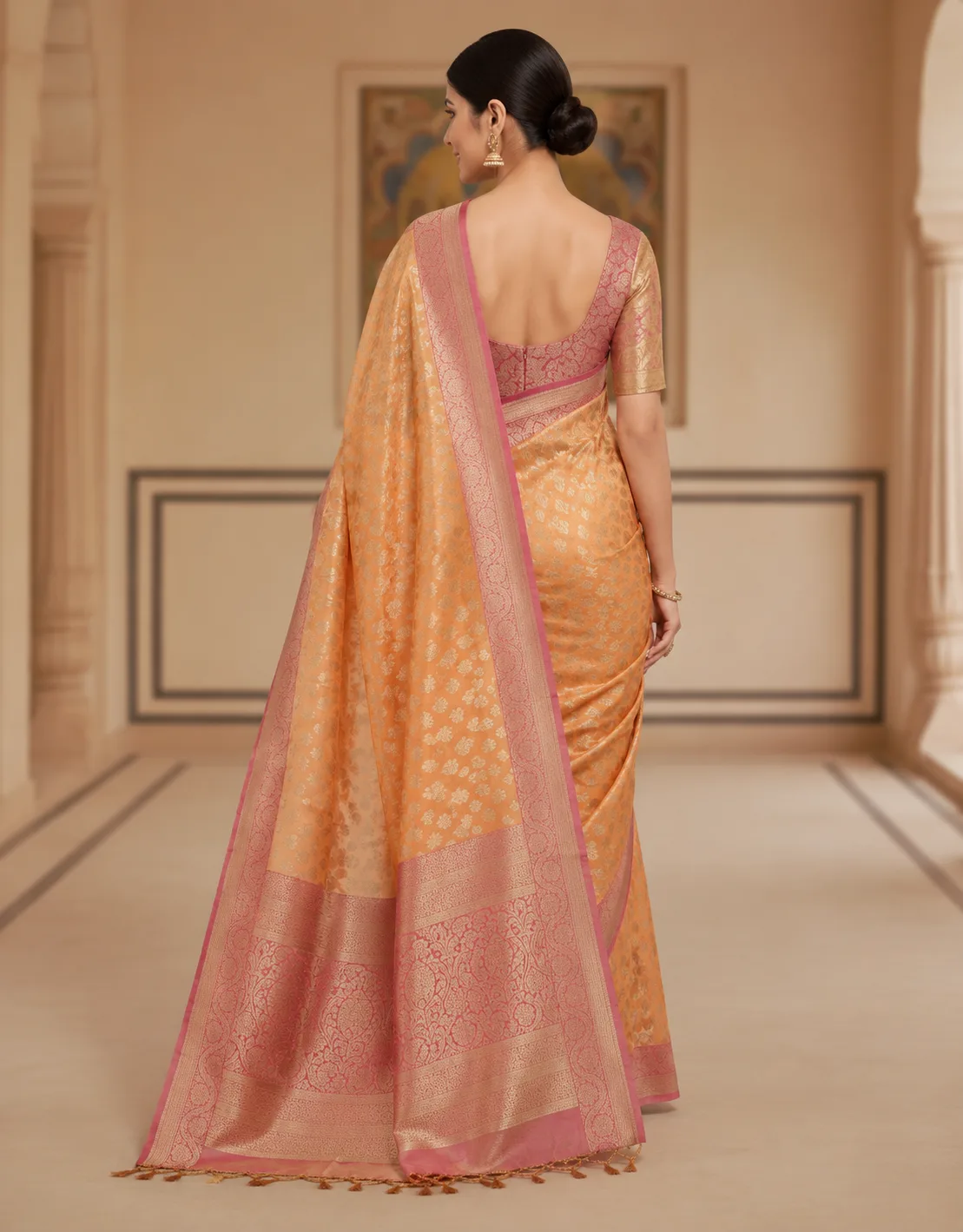 Chanderi Sarees with Contrast border view 2