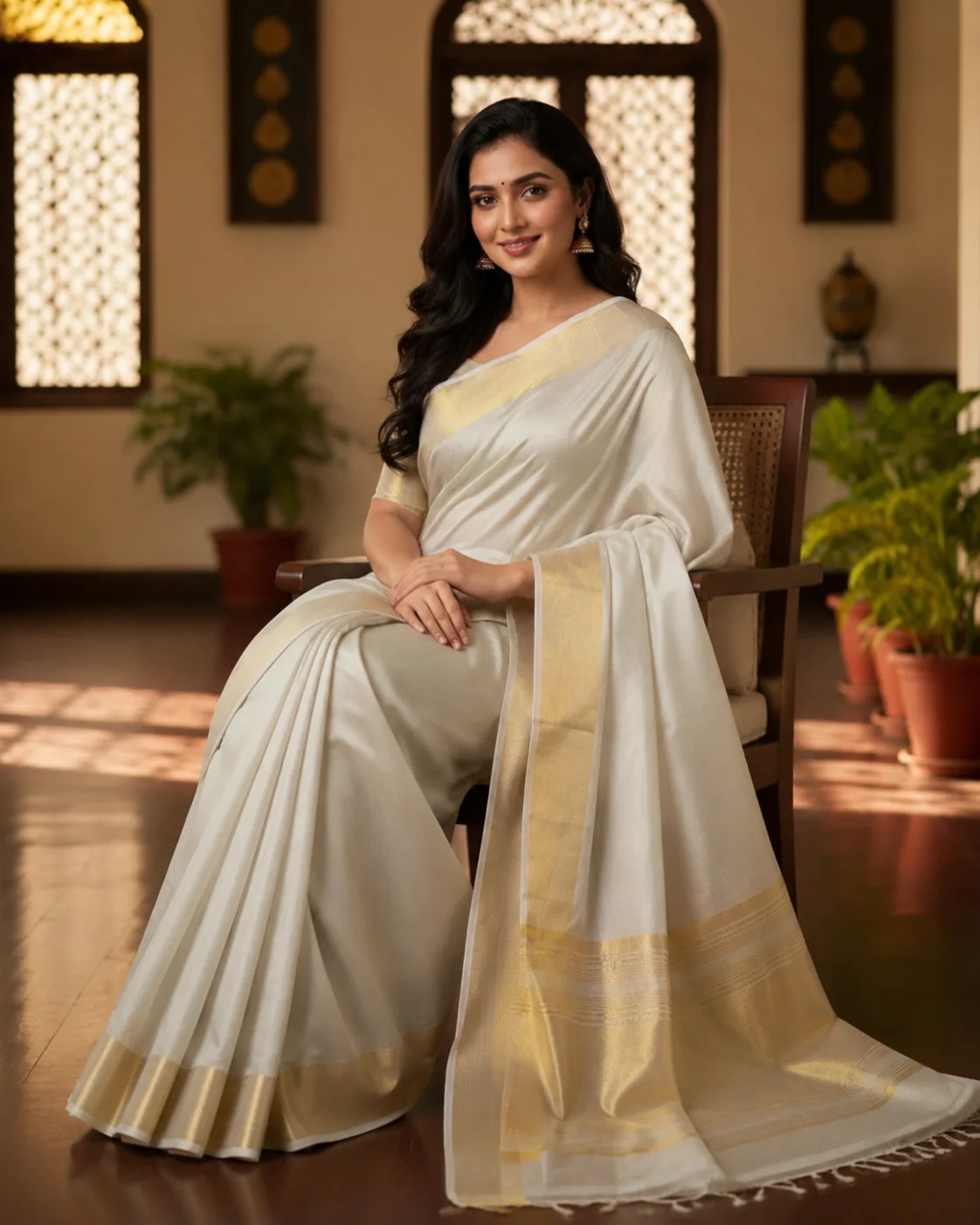 Plain Dupion Silk Saree view 2