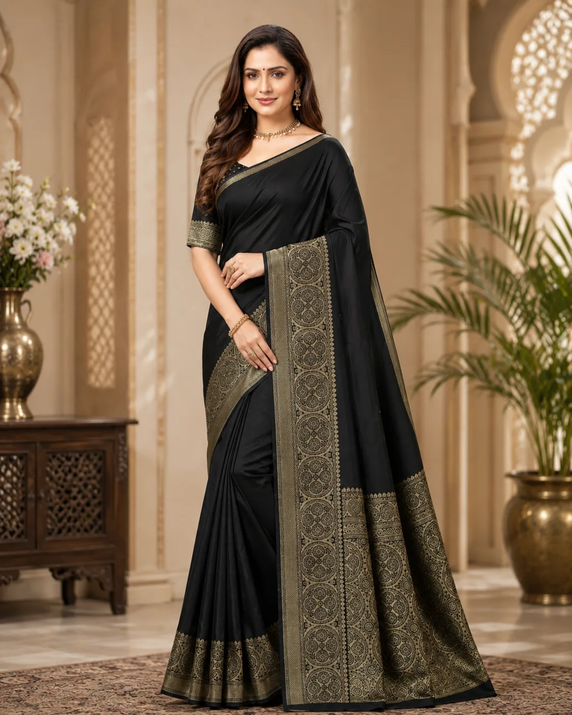 Printed Silk Blend Saree view 2