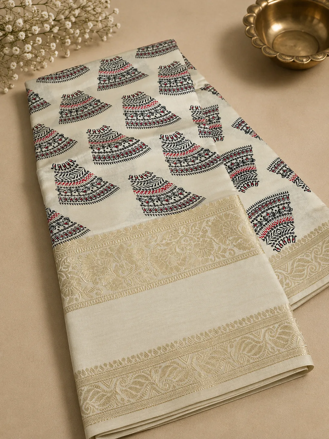 Broad Border Modal Silk Printed Saree