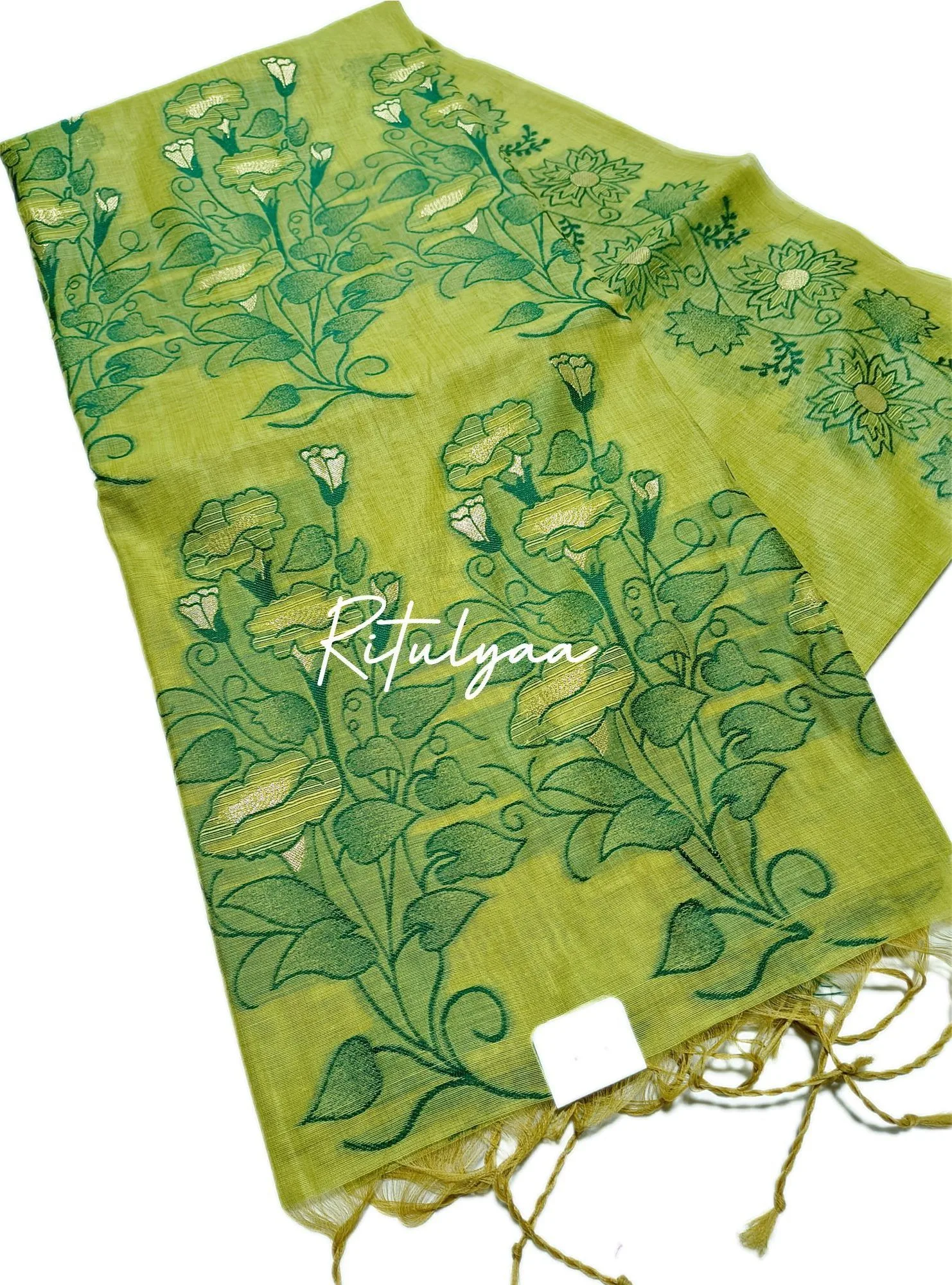 Chanderi Contrast Border Saree view 2