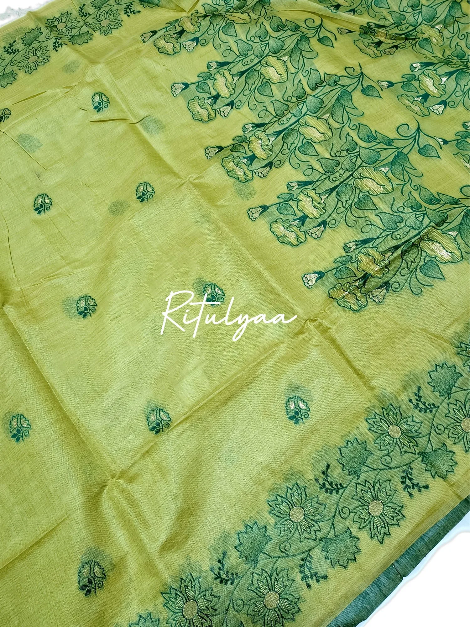 Chanderi Contrast Border Saree view 3