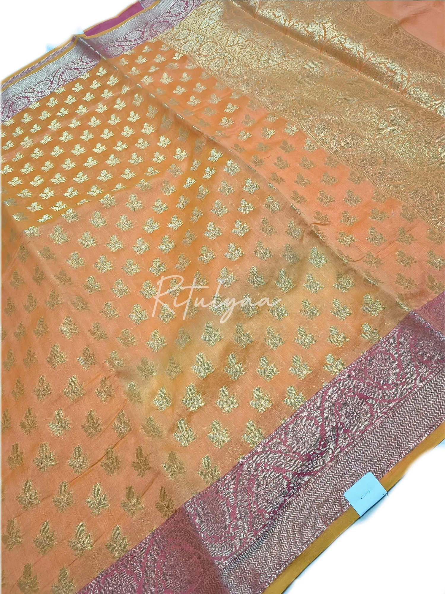 Chanderi Sarees with Contrast border view 3