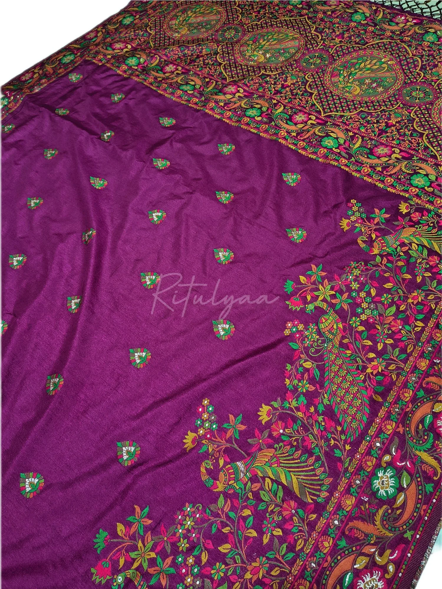 Resham Meenakari Work Saree view 4