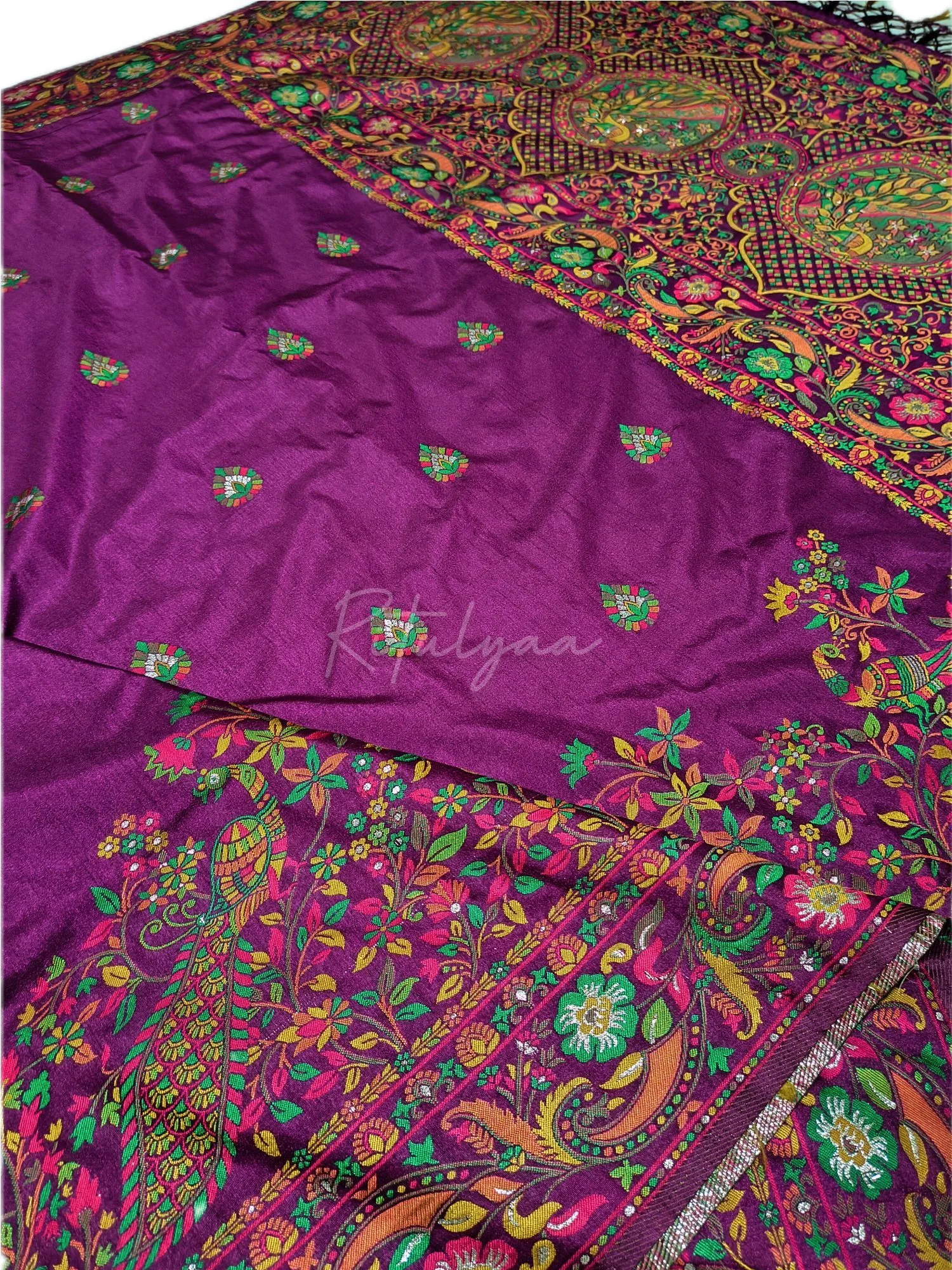 Resham Meenakari Work Saree view 6