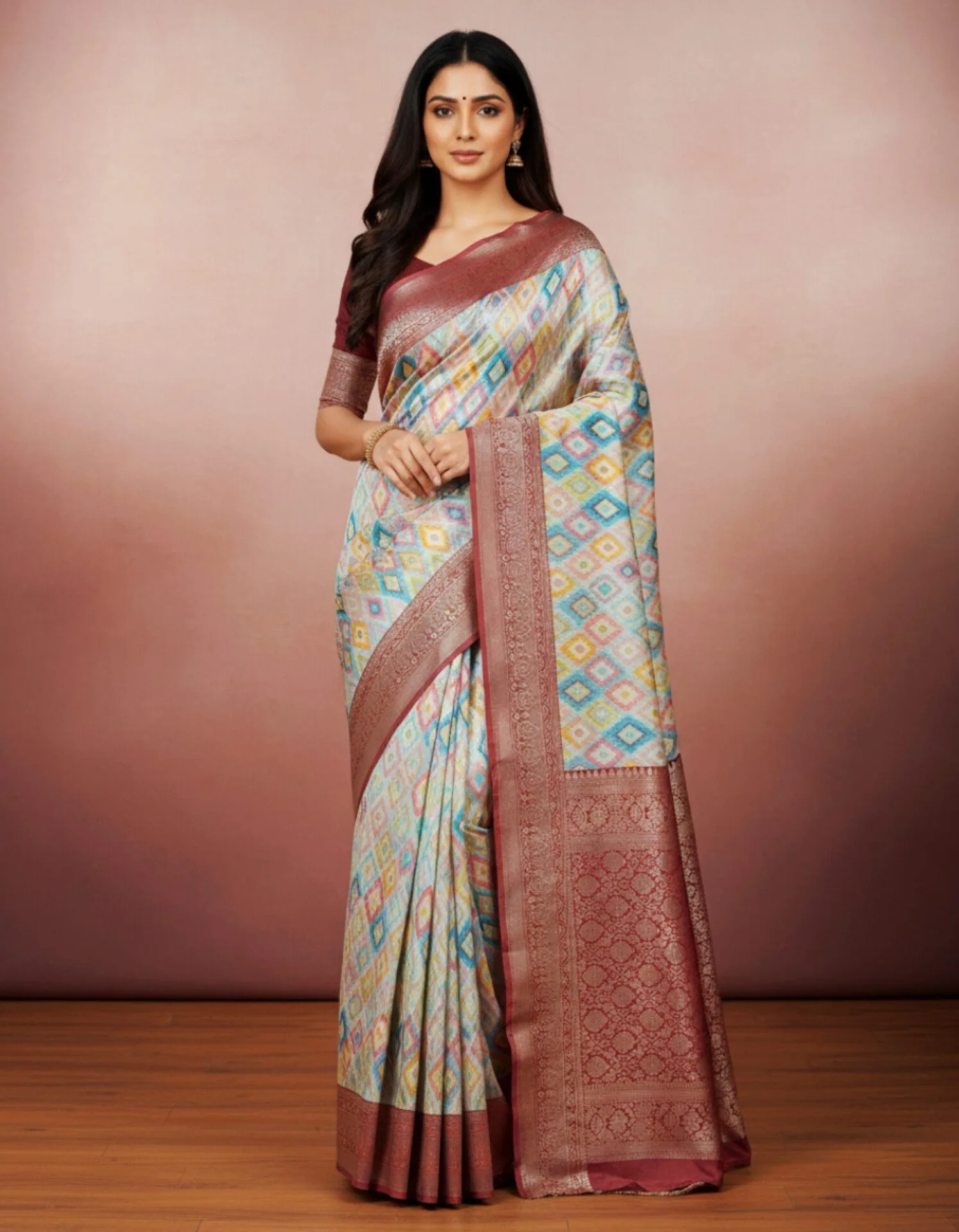 Patola Print Zari Weaving Saree