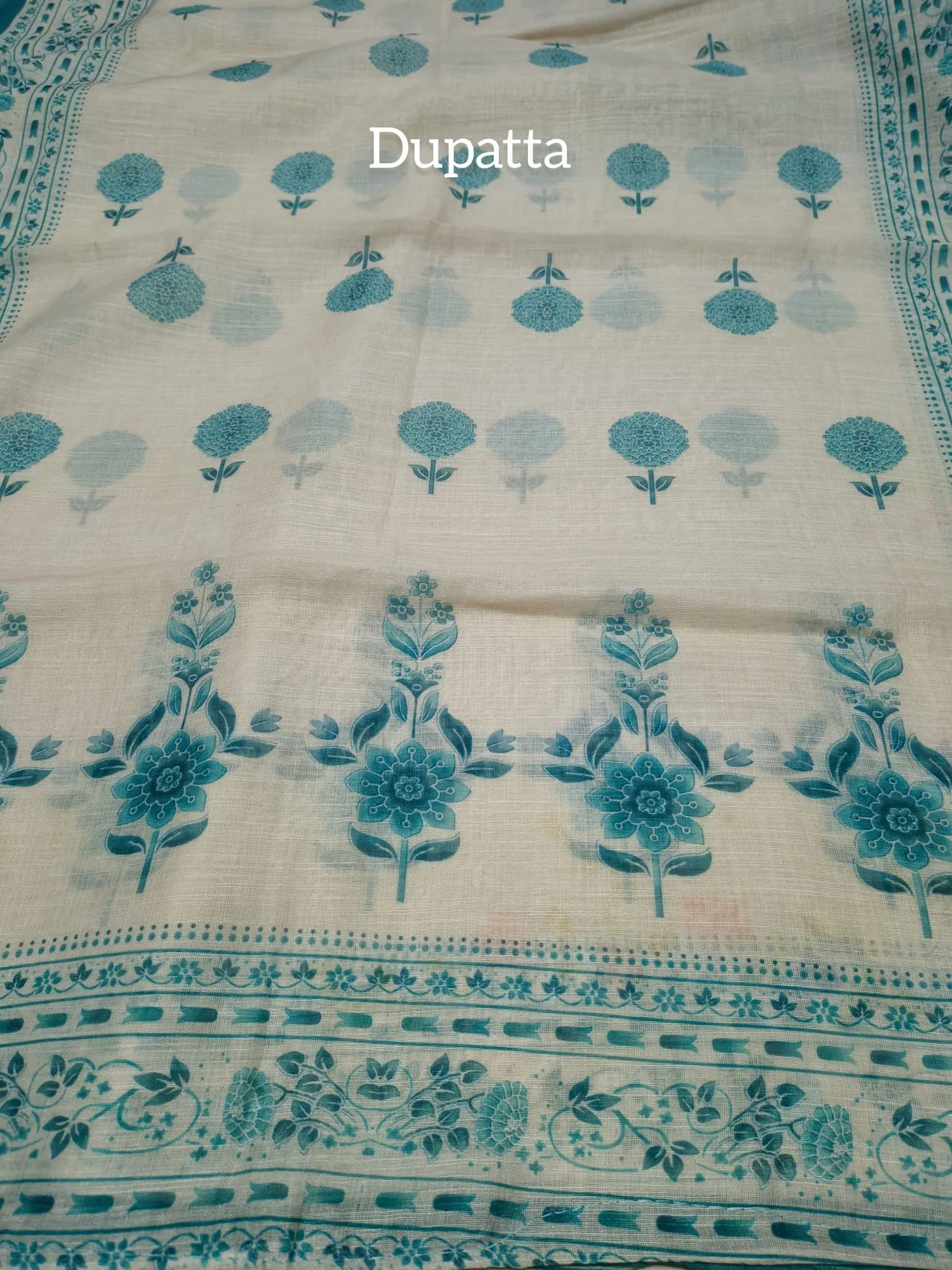 Printed Cotton Linen Suit With Embroidery view 4