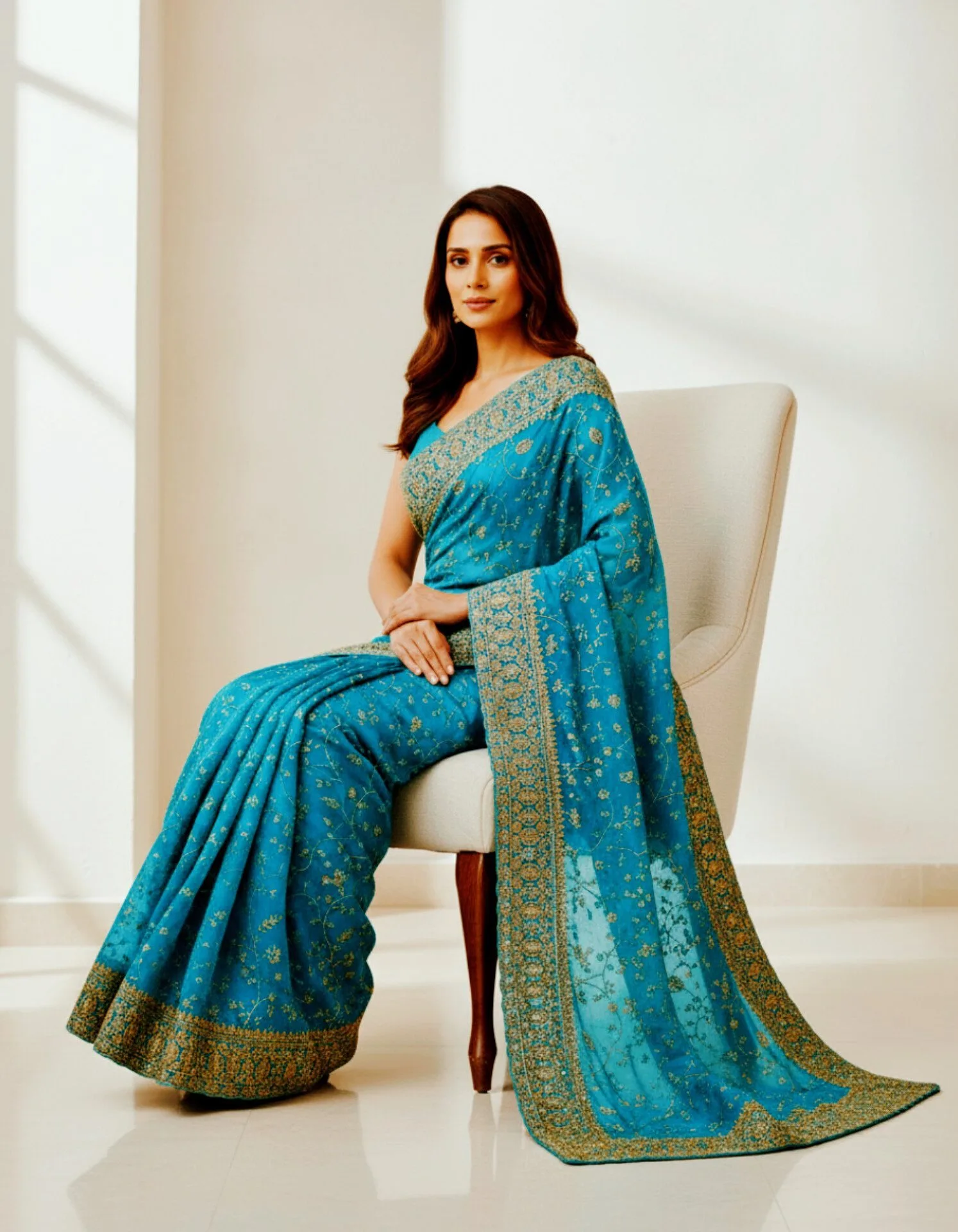 Allover Embroidery Georgette Saree view 7