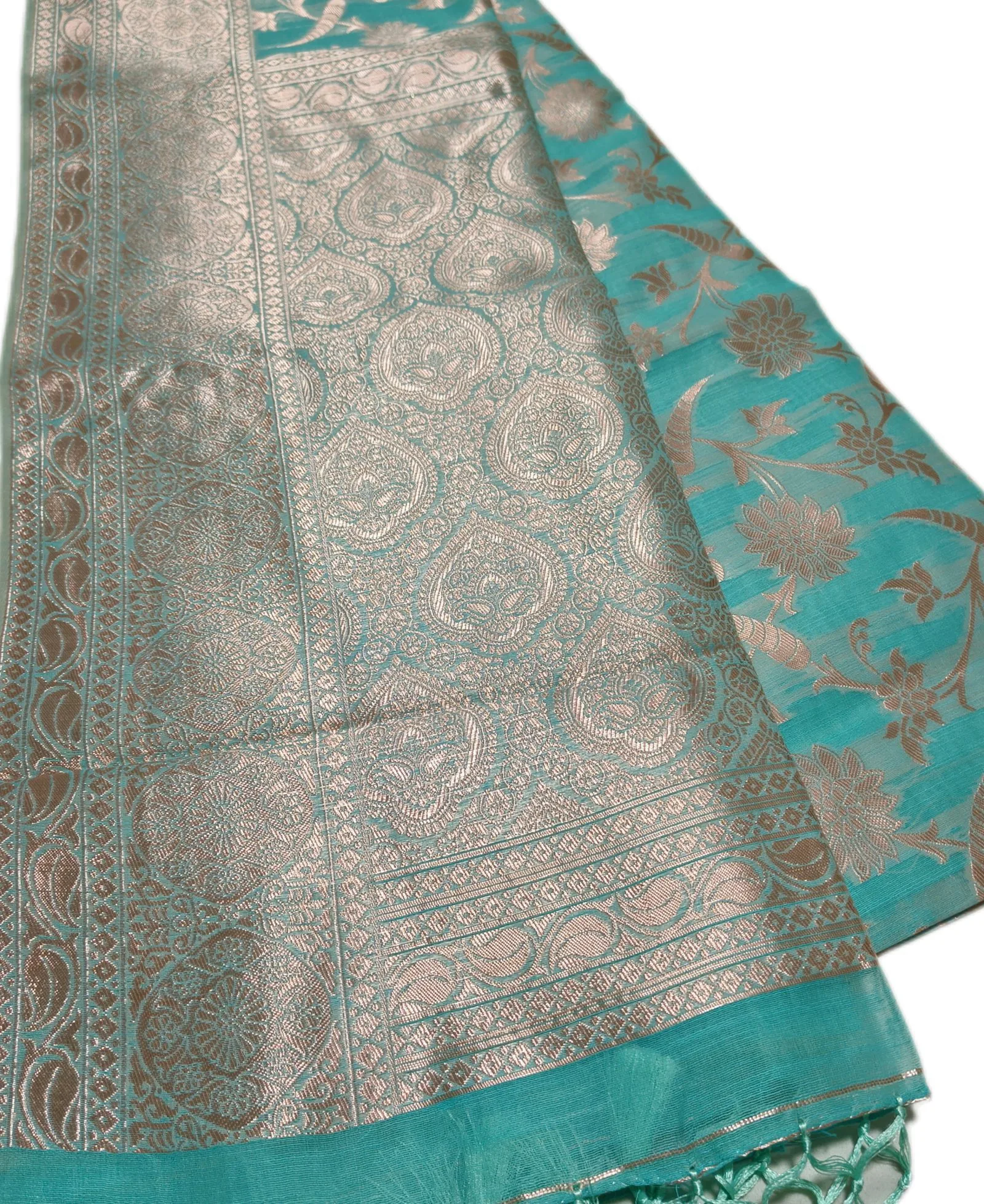 Blue Allover Resham Weaving Saree view 2