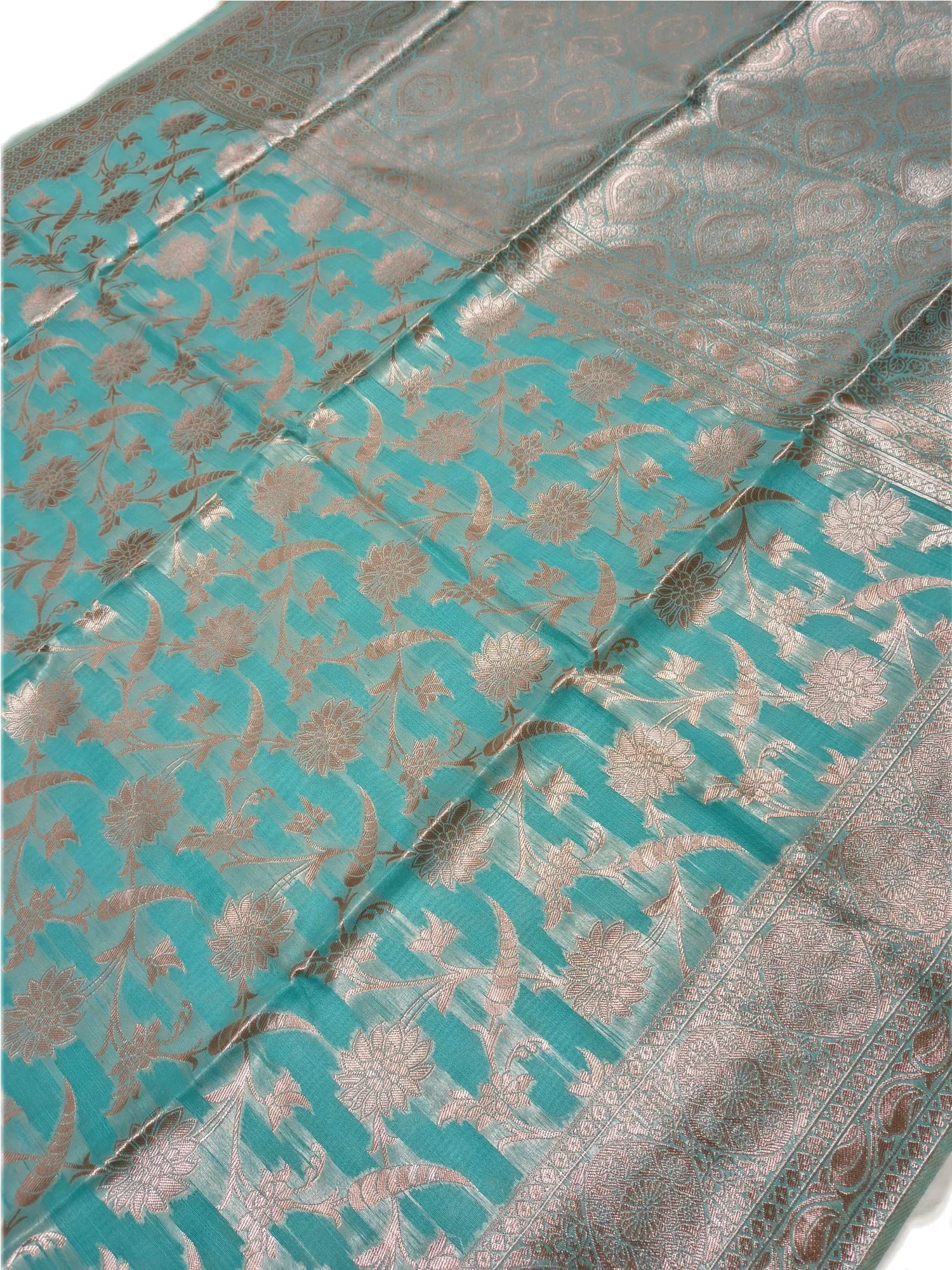 Blue Allover Resham Weaving Saree view 3