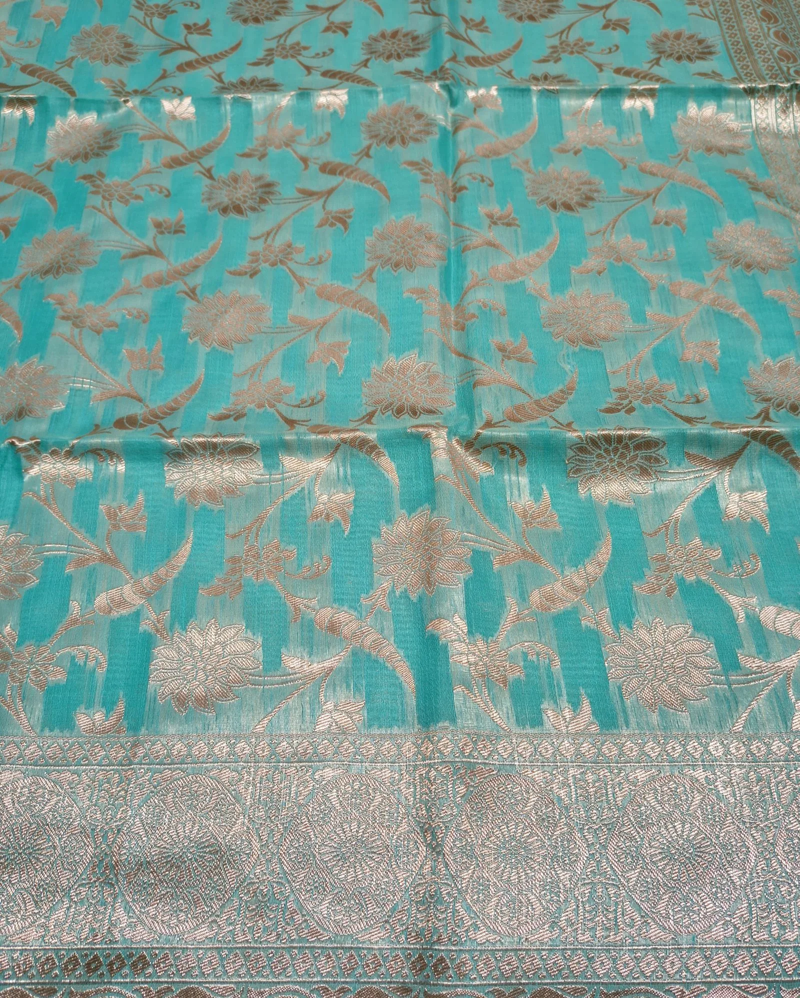 Blue Allover Resham Weaving Saree view 4