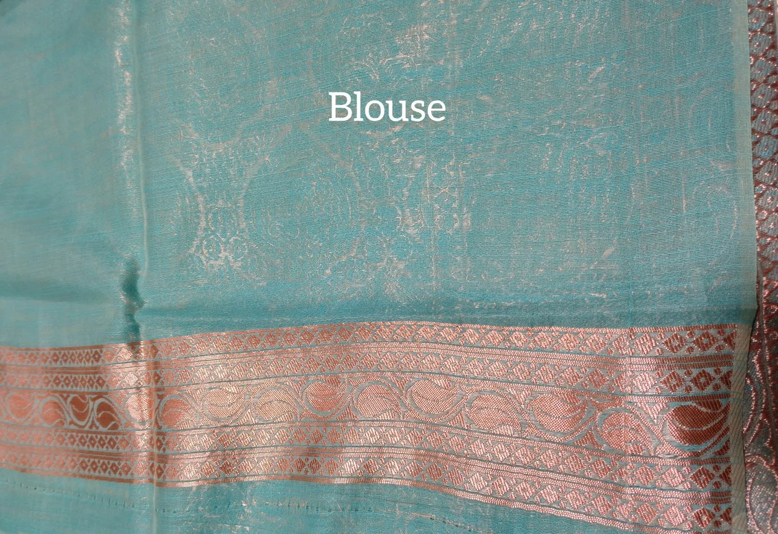 Blue Allover Resham Weaving Saree view 5
