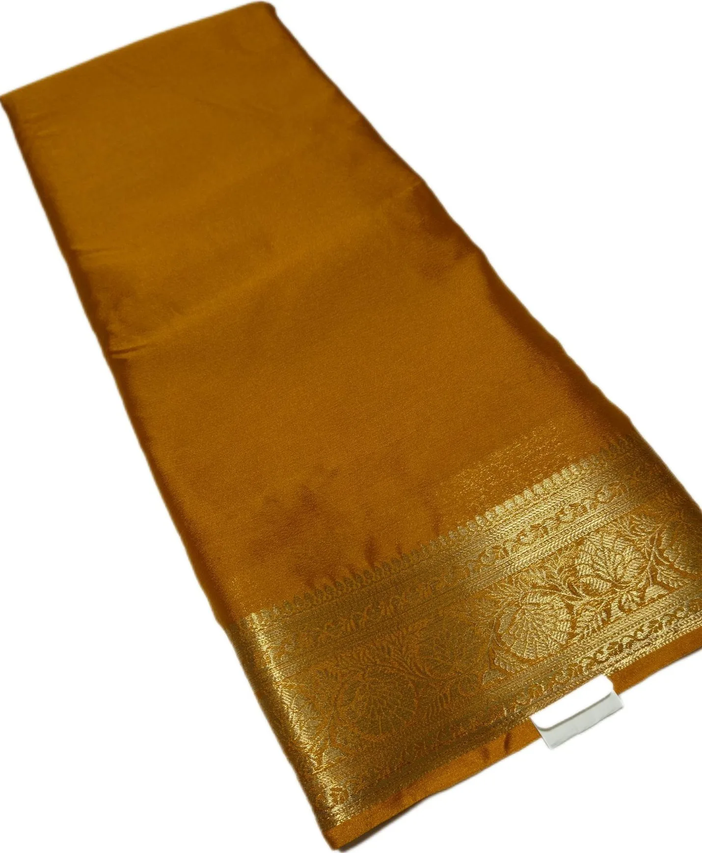 Plain Chinnon Crepe Saree with Golden Border view 6