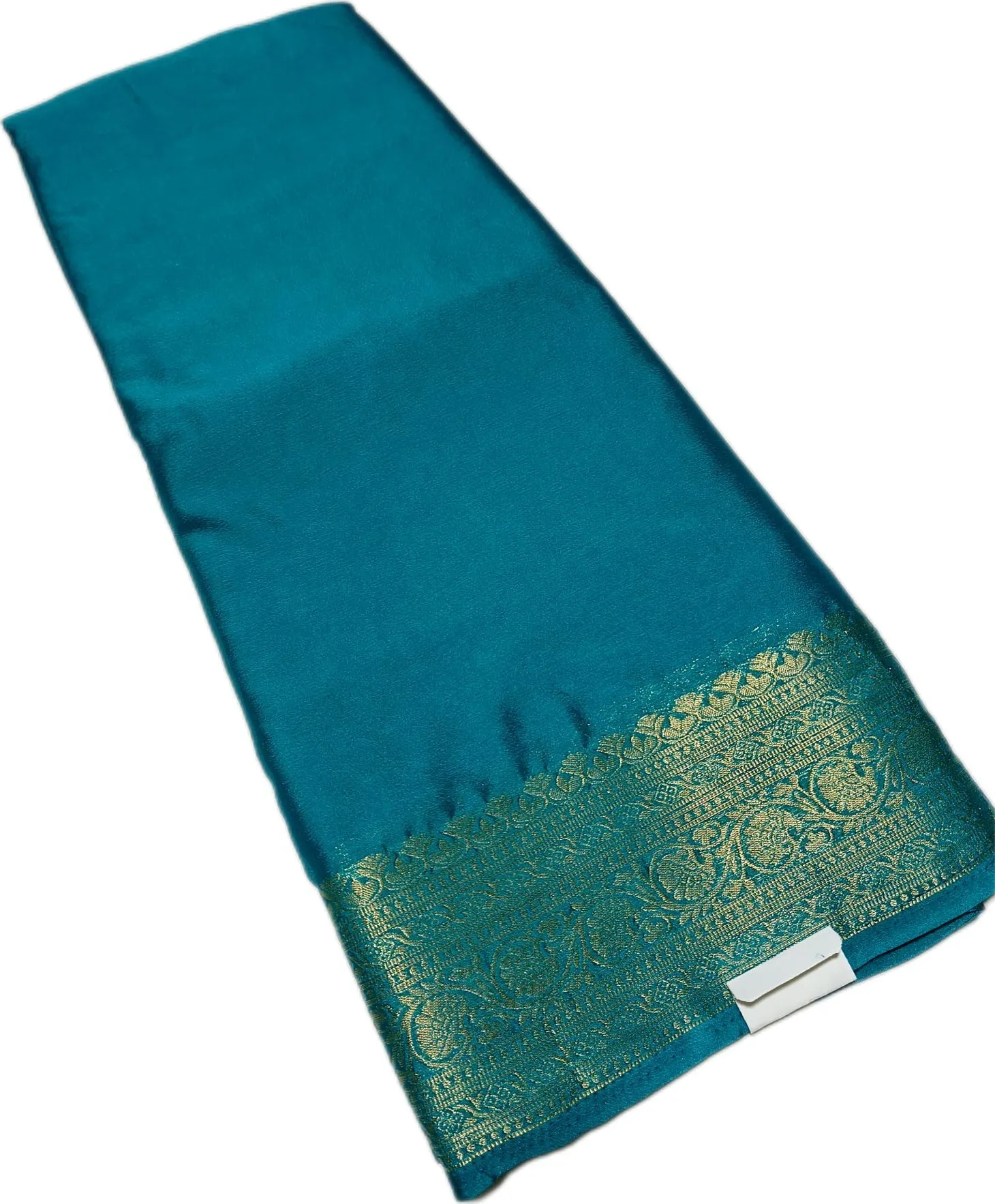 Plain Chinnon Crepe Saree with Golden Border view 10