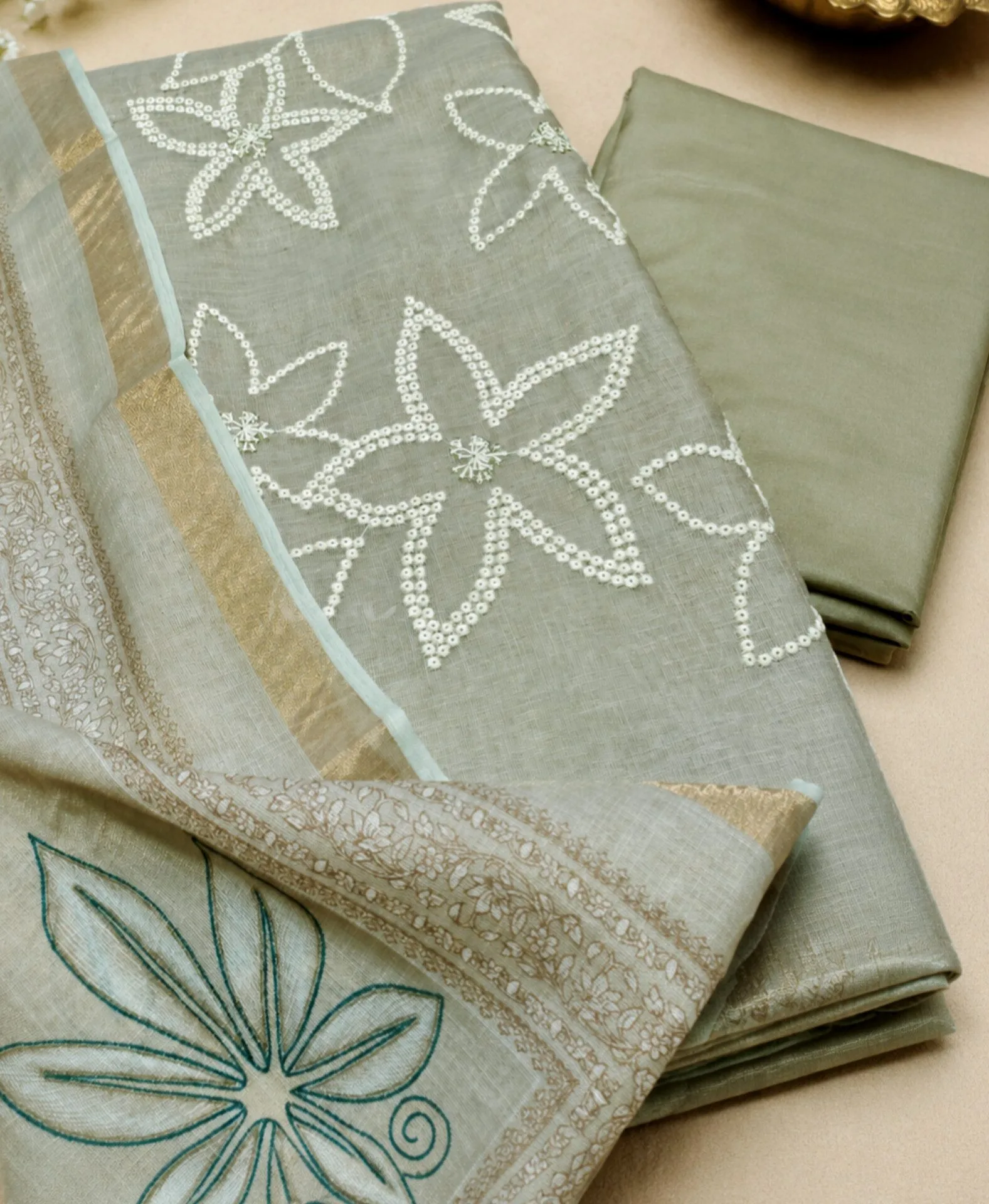 Shimmer Cotton Allover Embroidery Suit