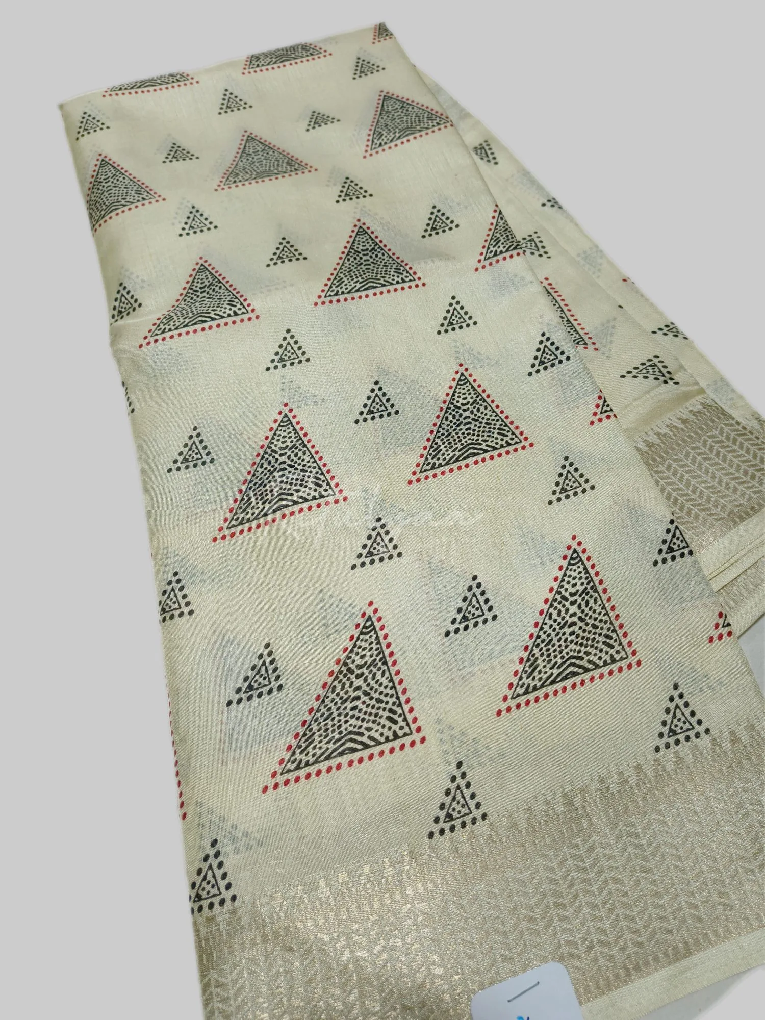 Printed Modal Silk Saree With Light Zari Border view 2