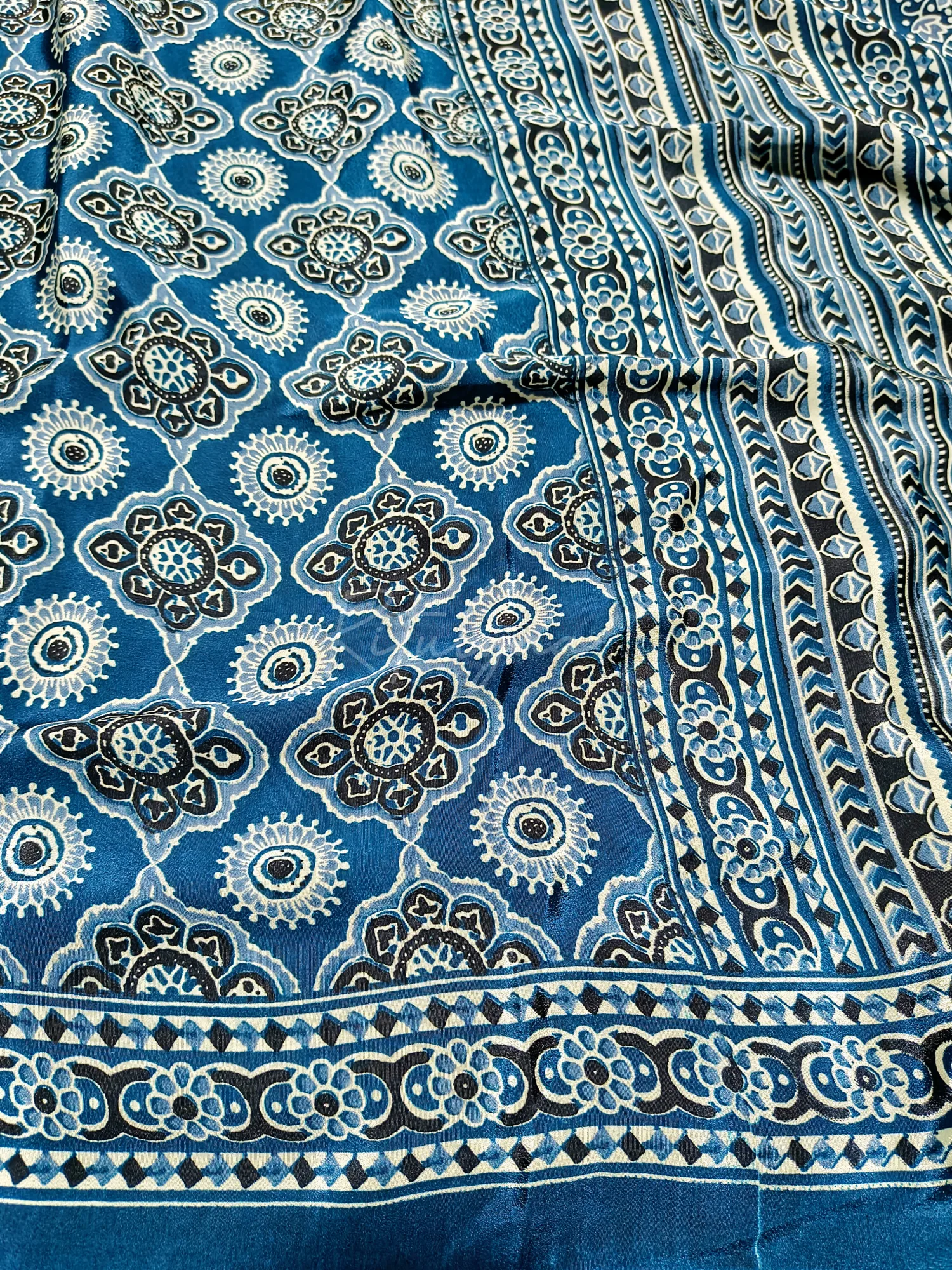 Ajrakh Print Crepe Saree view 8