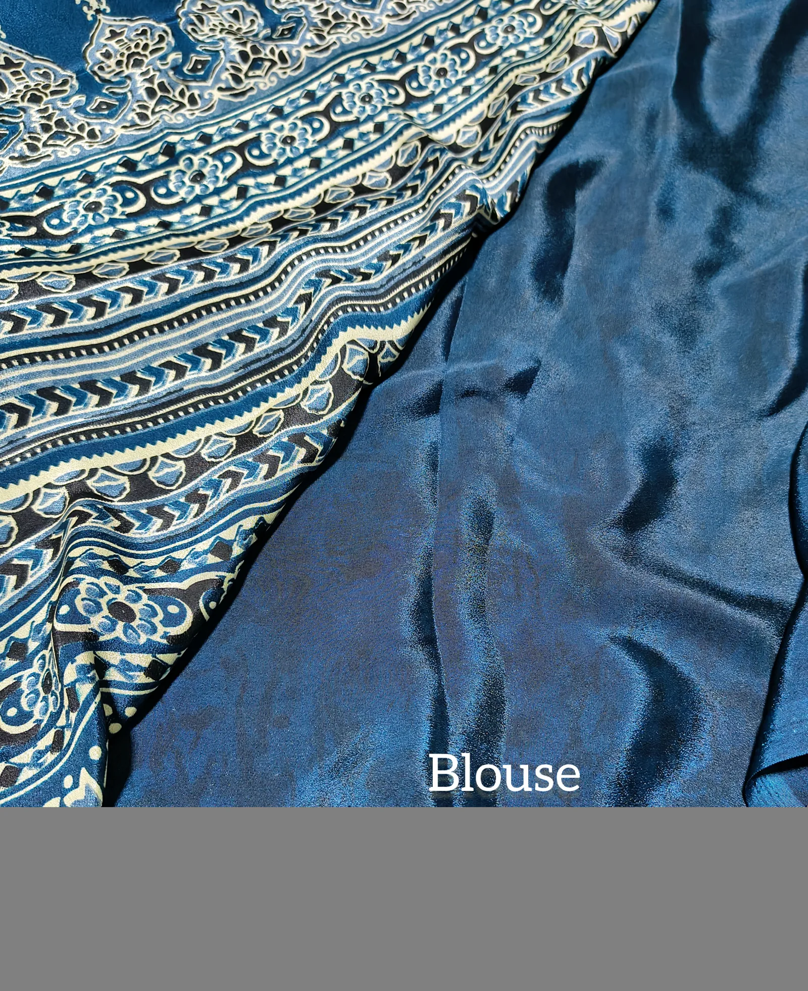 Ajrakh Print Crepe Saree view 9