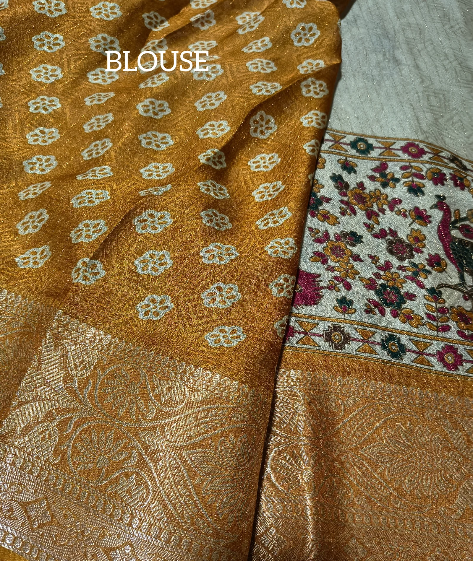 Printed Viscose Crepe Saree With Contrast Mustard Border view 4