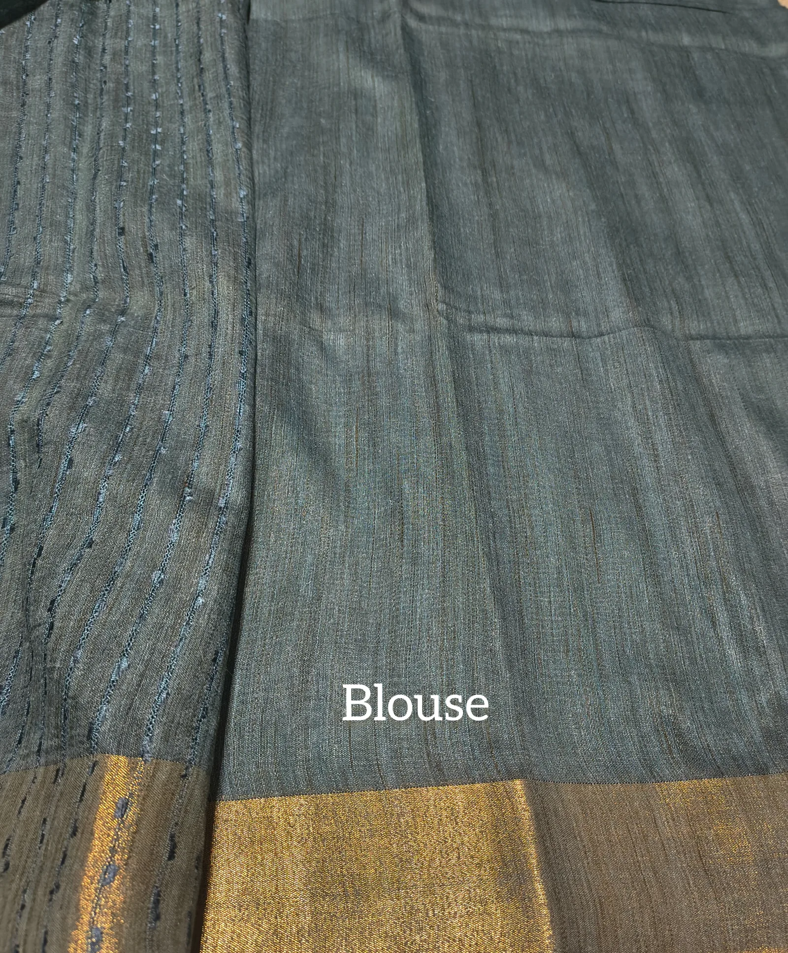 Charcoal Grey Cotton Linen Saree view 5