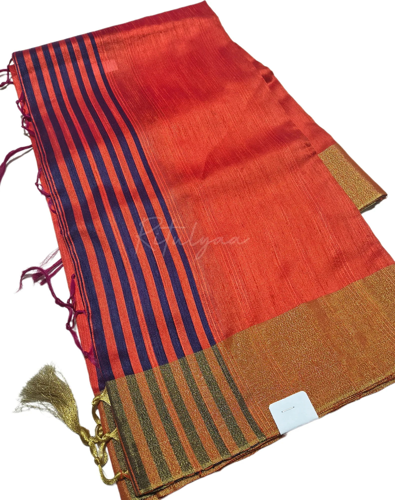 Orange Ghicha Silk Saree view 2