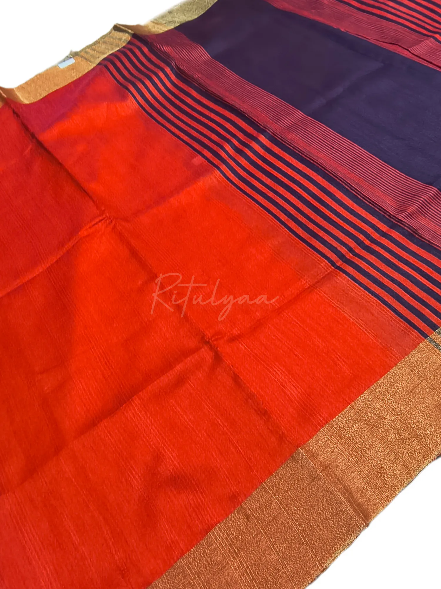 Orange Ghicha Silk Saree view 5