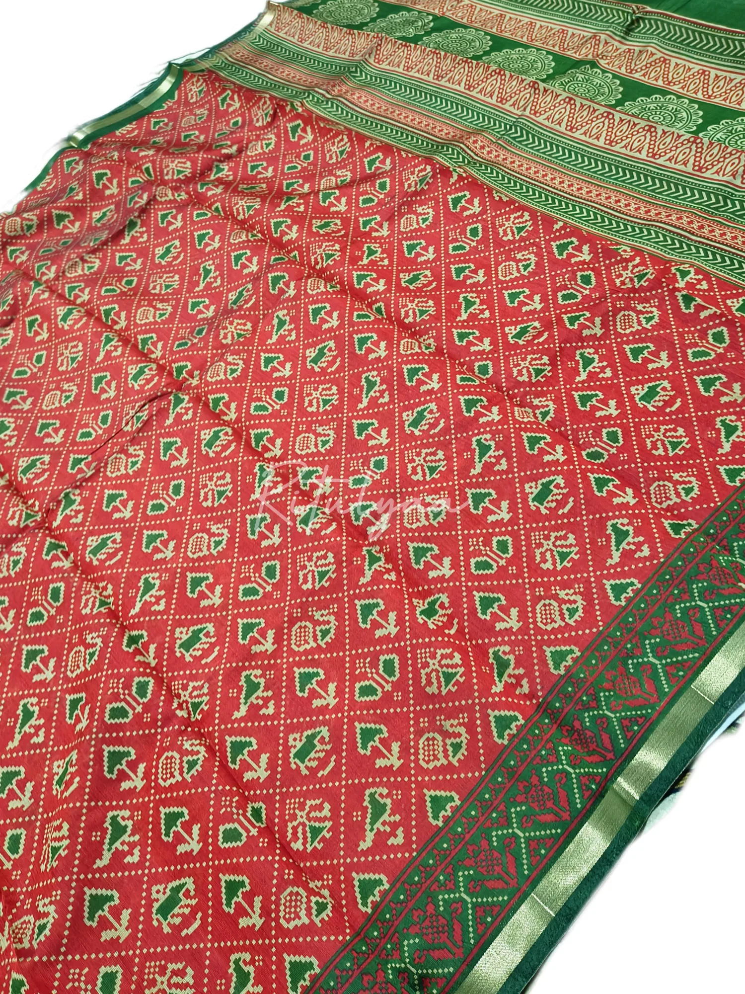 Patola Print Cotton Saree view 3