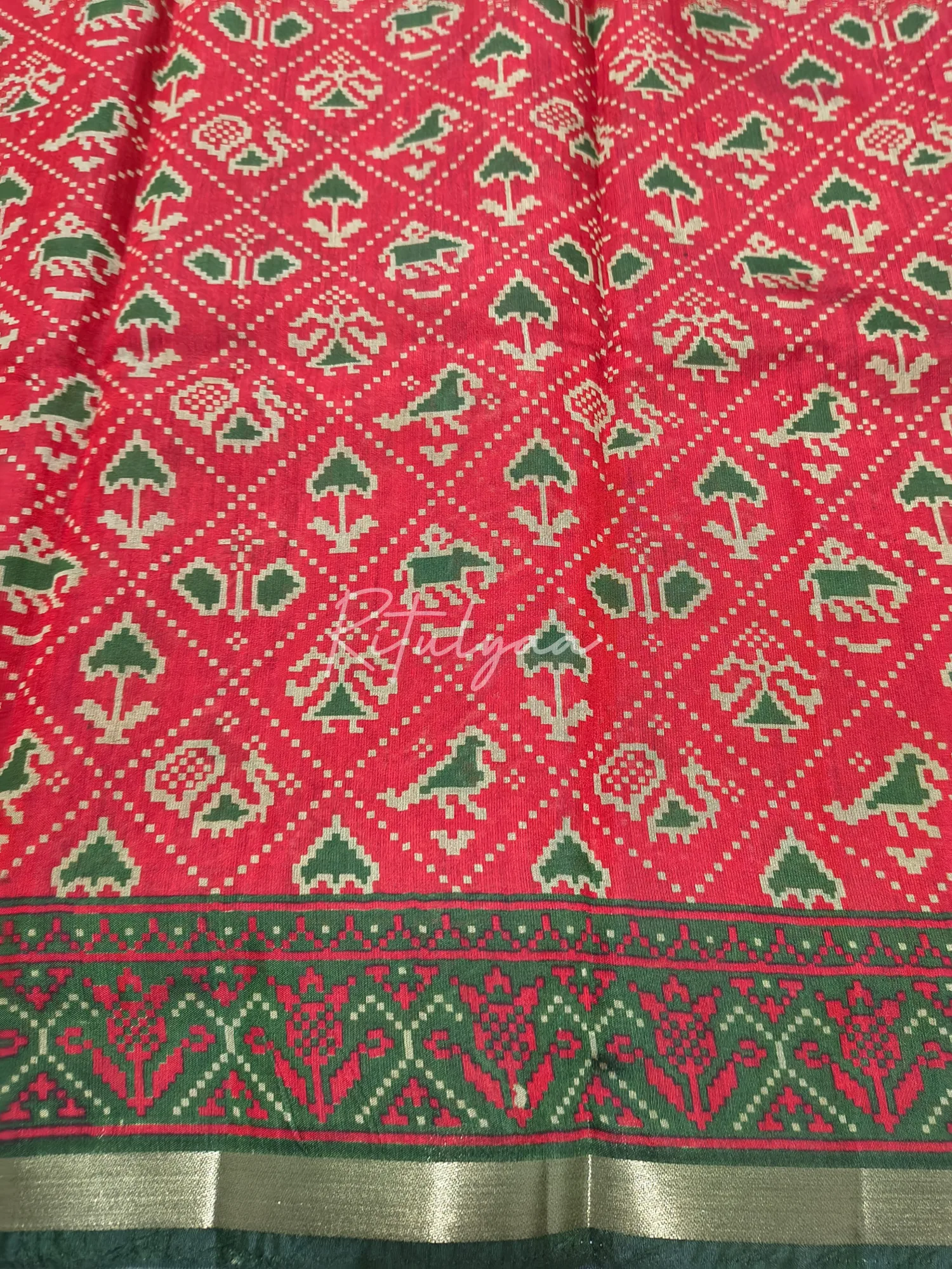 Patola Print Cotton Saree view 4