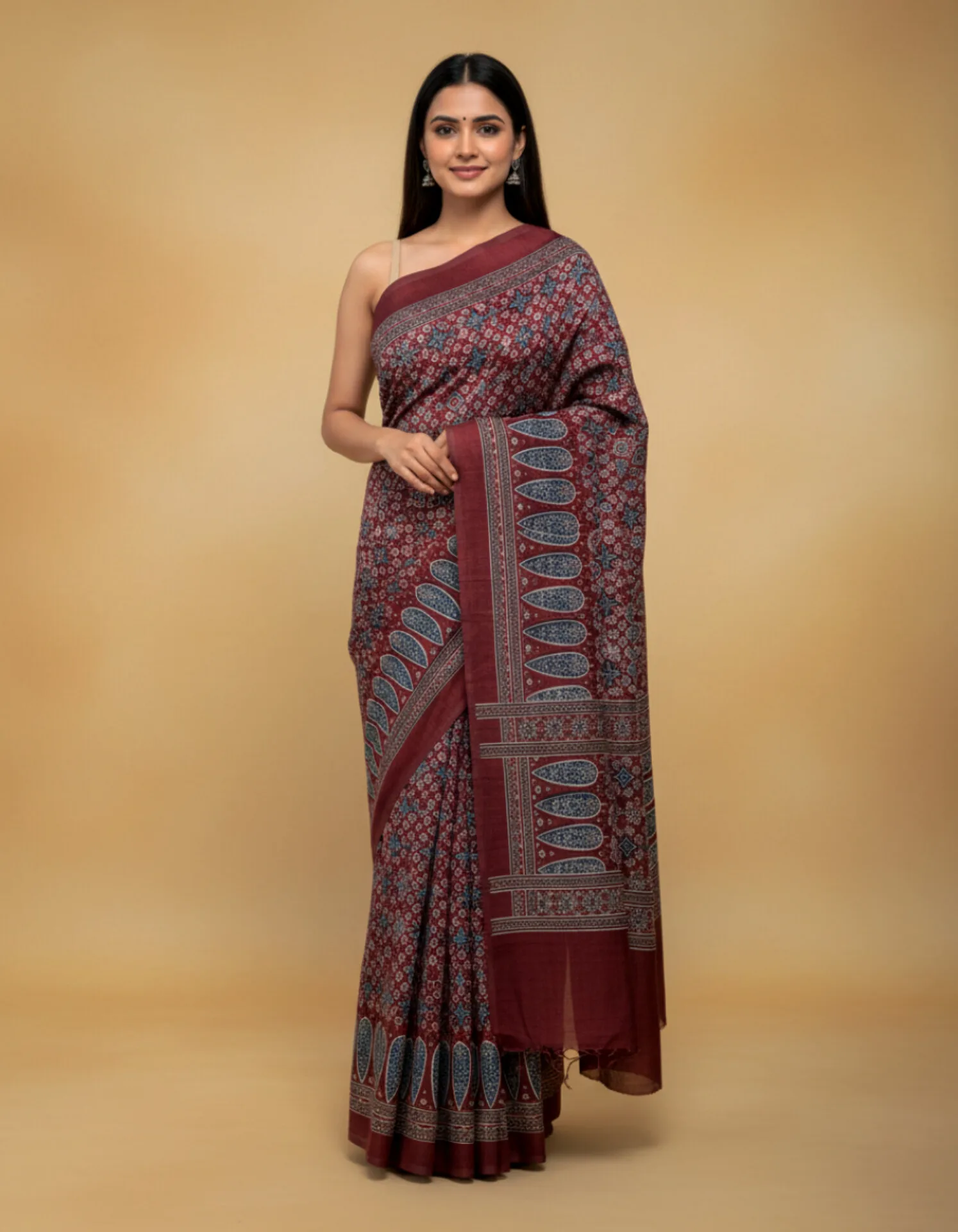 Ajrakh print sarees view 8